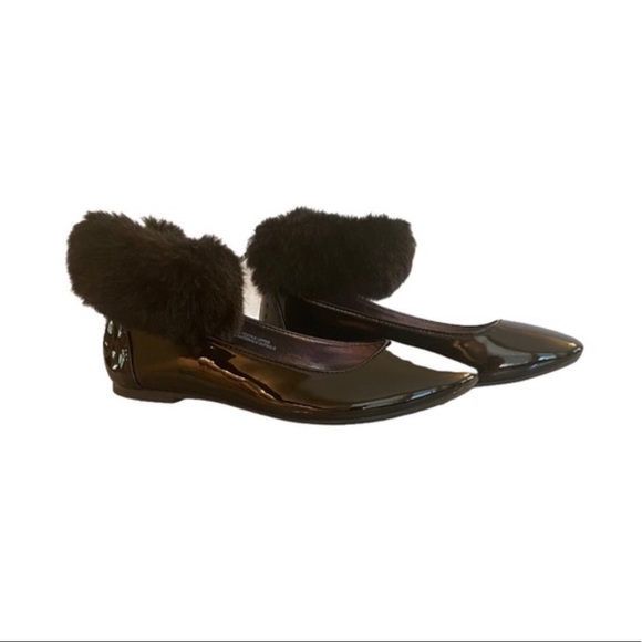 Rampage Girls Black Fur Cuff Dress Shoes NWT - Picture 2 of 7